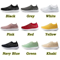 shoes women breathable mesh knitting sock trainer sneakers ultra lightweight sparkly shoes slip on flat athletic jogging running