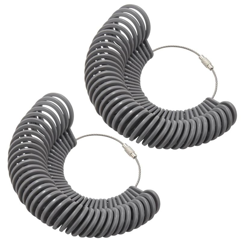 

2X Finger Ring Sizer Gauge Plastic Jeweler Sizing Tool - Grey