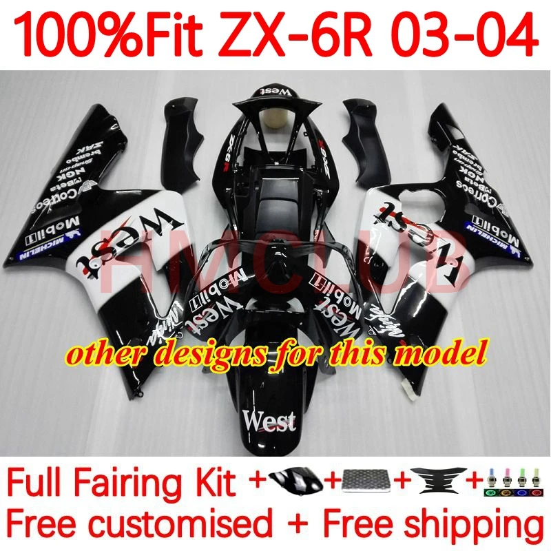 Инъекция OEM для KAWASAKI NINJA ZX-636 ZX 6R 636 6 R 600CC ZX636 ZX6R 2003 2004 ZX600 03 04 обтекатель 55No.0 глянцевый