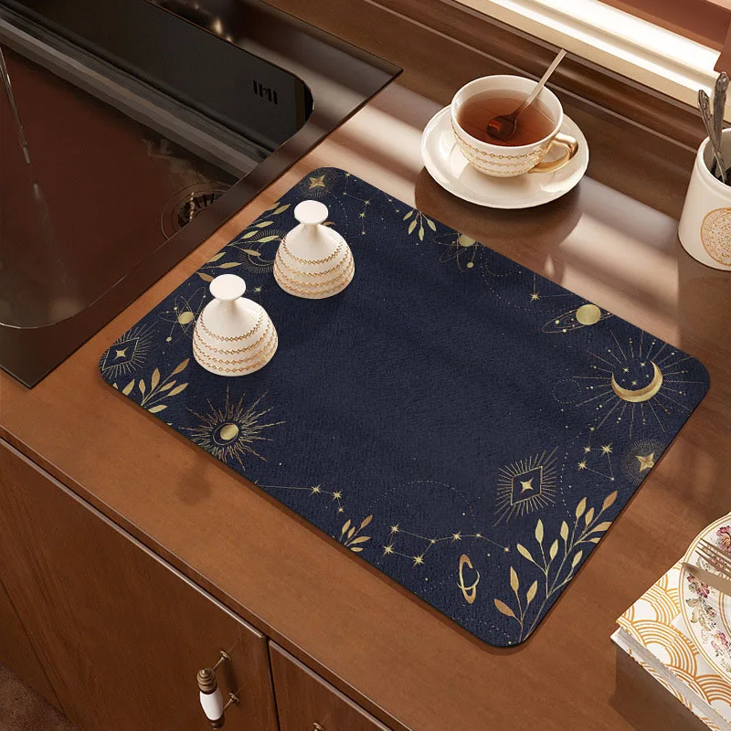 

Super Absorbent Antiskid Large Kitchen Absorbent Draining Mat Coffee Dish Drying Mat Quick Dry Bathroom Drain Pad Tableware Mat