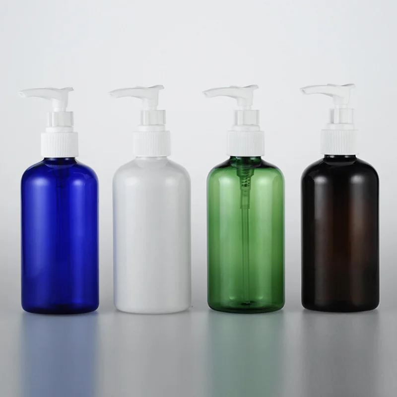 

20pcs 220ml Empty Plastic Brown Clear Blue White Bottles Lotion Pump Liquid Soap Shampoo Facial Cleanser Cosmetic packaging