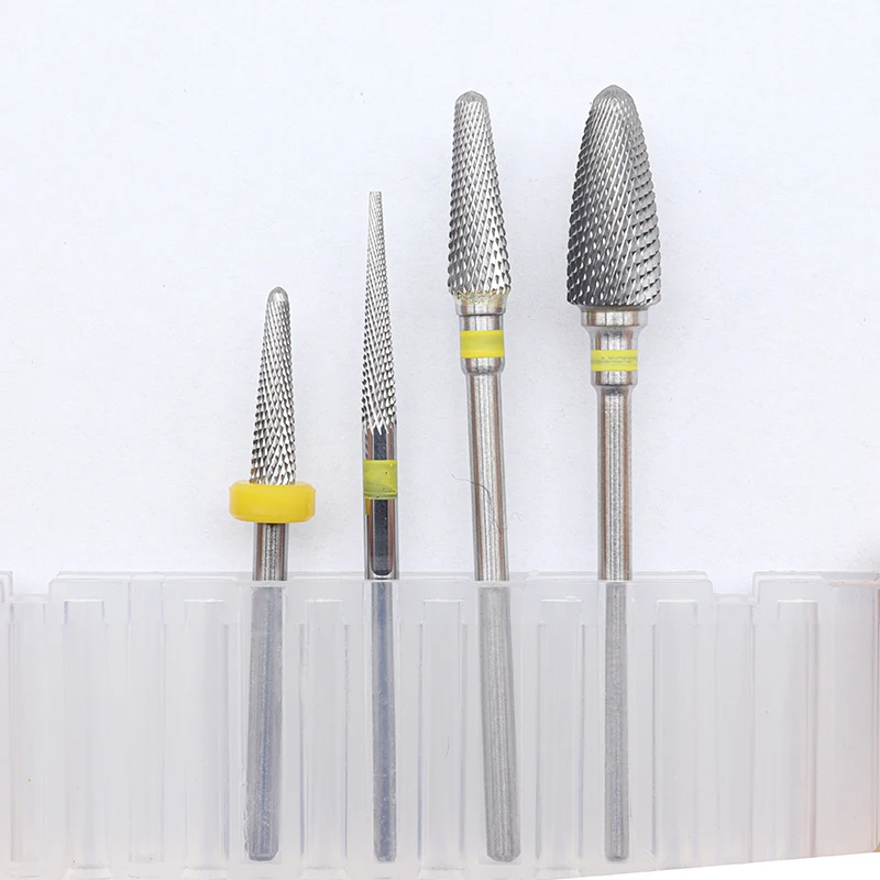 4pcs Kit Hot! XF Silver Pro Whole Carbide Nail Drill Bits Nail Art Electric Drill Machine Files Nail Art Tools cut and polish
