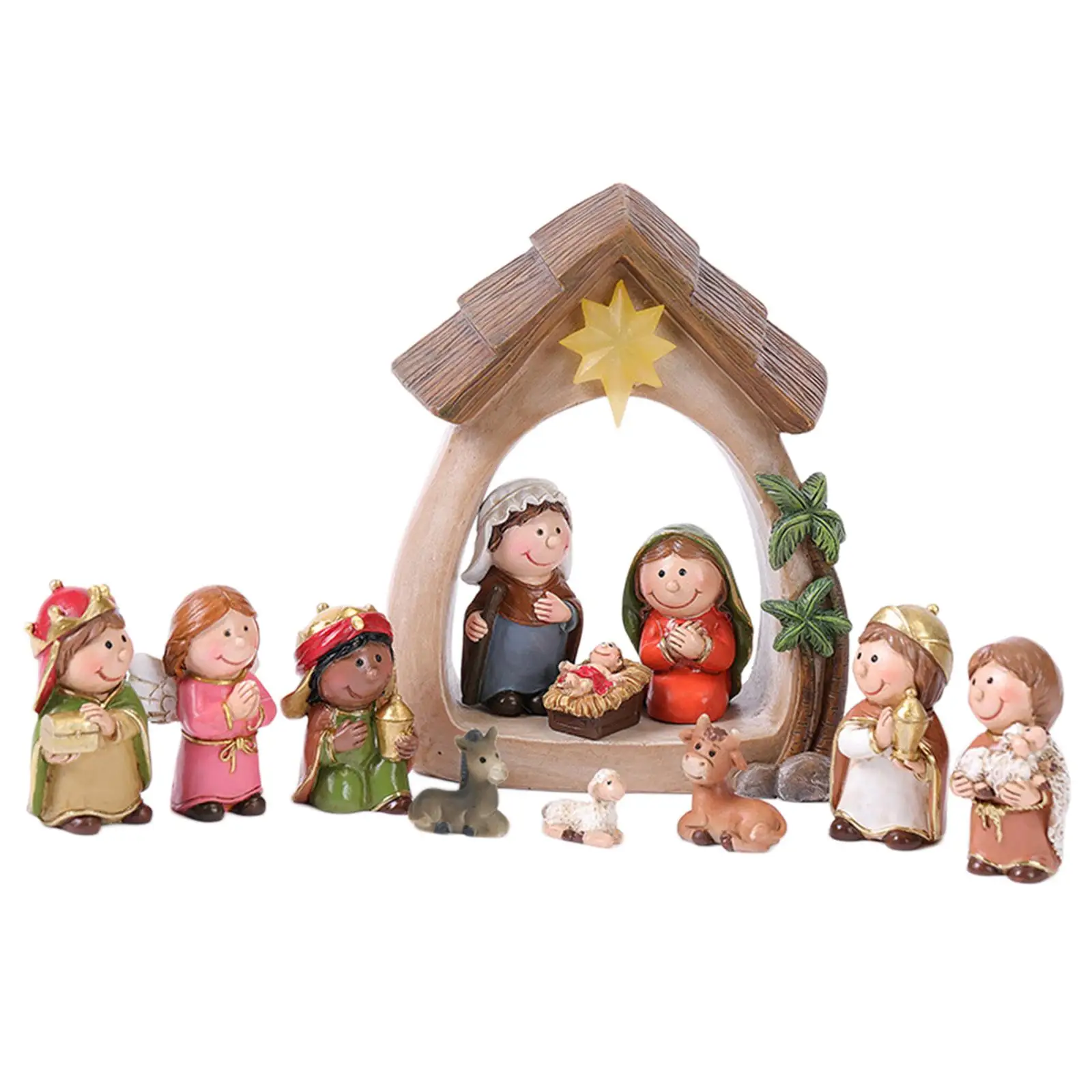 12Pcs Christmas Nativity Figurines with Light Resin Holy Family Birth of Jesus for Christmas Tabletop Church Shelf Chapel 12Pcs Christmas Nativity Figurines with Light Resin Holy Family Birth of Jesus for Christmas Tabletop Church Shelf Chapel