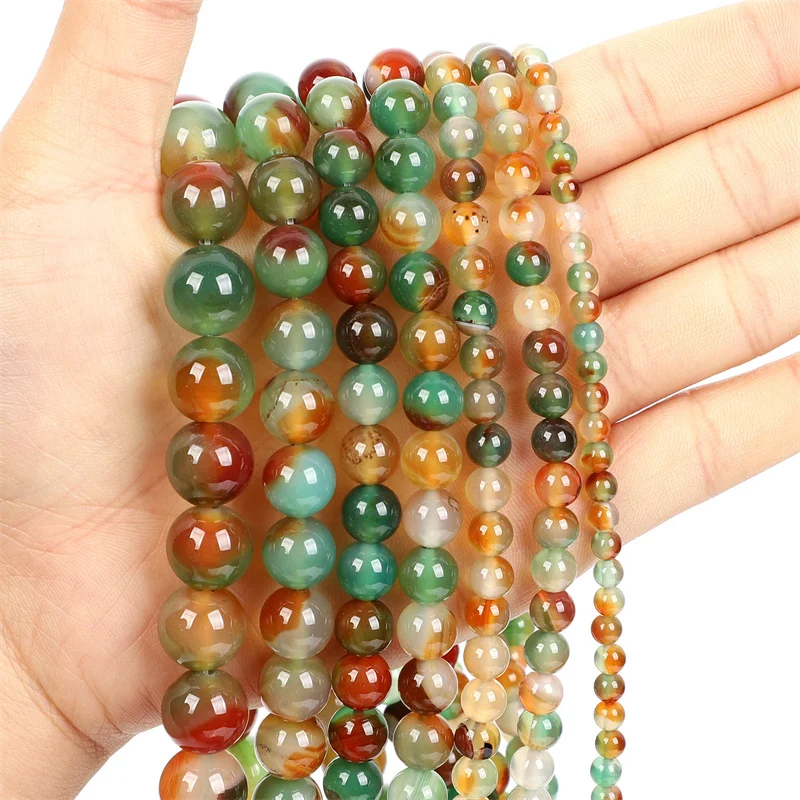 

Smooth Natural Stone Beads Peacock Stripe Agate Round Space Loose Bead DIY Bracelet Necklace Accessories 4/6/8/10mm