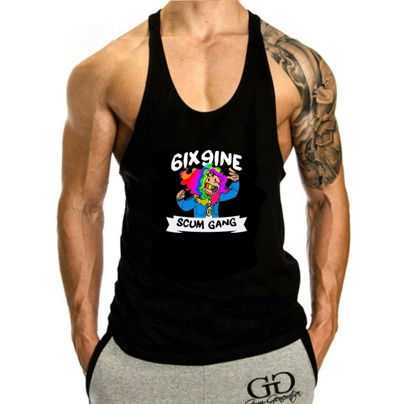 

6Ix9Ine Cartoon Men'S tank top men Black Basic Models tank top men