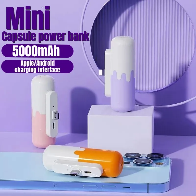 

Mini Power Bank 5000mAh Portable Charging Powerbank Mobile Phone Spare External Battery PoverBank For iPhone Samsung Xiaomi