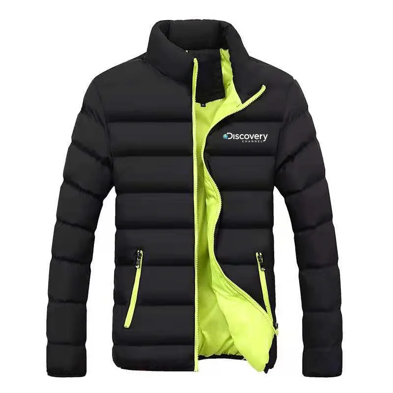 

Novo Discovery Channel Casaco de Inverno dos homens Moda Stand Collar dos homens куртка Паркера dos homens Jaqueta acolchoada Zip