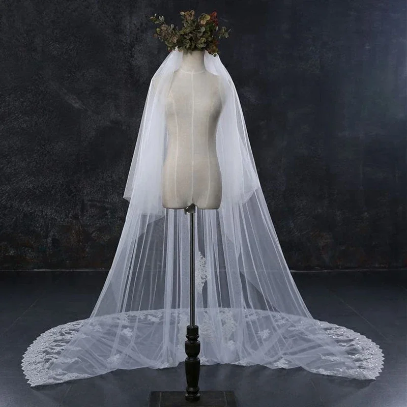 

Фата венецианская свадебная кружевная, фата свадебная с аппликацией цвета слоновой кости, пикантная, для невесты