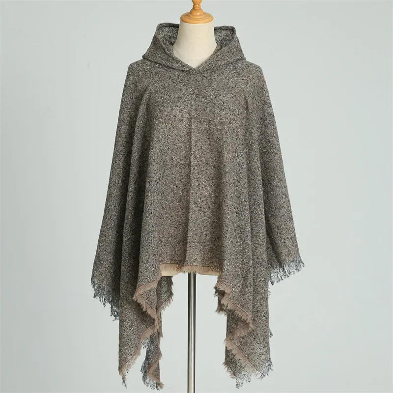 Женская кашемировая накидка с капюшоном цвет в ассортименте