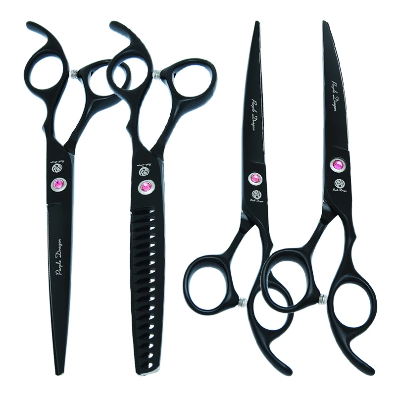 

Профессиональные ножницы для груминга собак, 7 дюймов, фиолетовый дракон, прямые филировочные, изогнутые, для груминга питомцев, B0033B