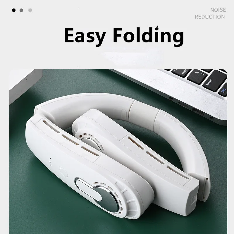 

2023 складной шейный вентилятор, портативный кондиционер с шейным ободом, 4000 мАч, персональный USB-охладитель воздуха, миниатюрный открытый 10 часов использования