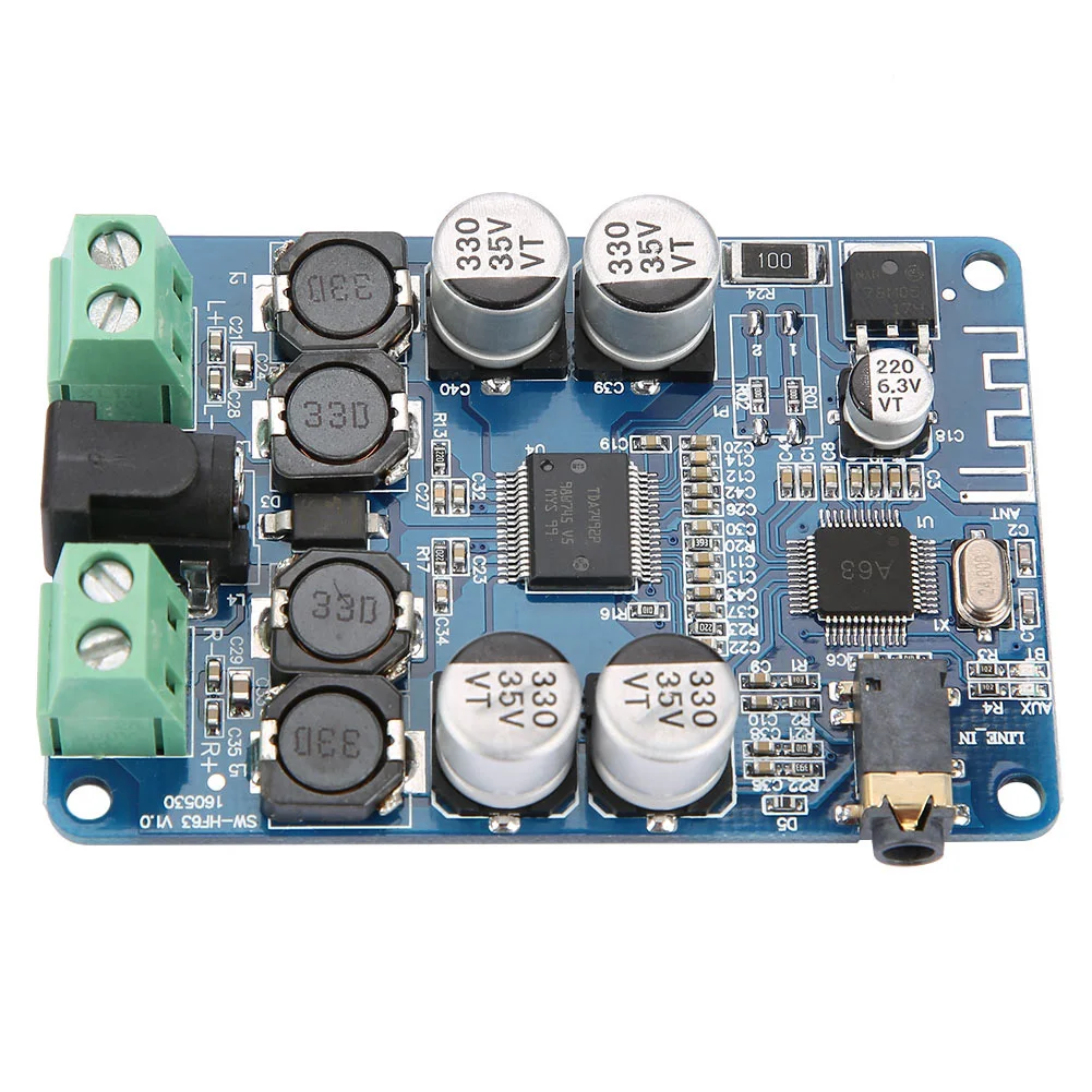 

Плата усилителя мощности TDA7492P 2x25 Вт Bluetooth V2.1 с интерфейсом AUX HF63