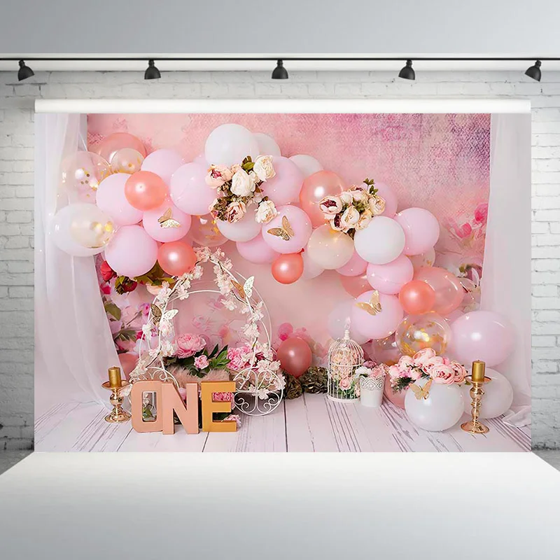 

Baby Shower Cake Smash Balloon Birthday Backdrop For Photography Children Newborn Portrait Backgrounds Photocall Photo Studio