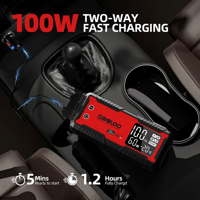 GOOLOO 4000A Car Jump Starter 12V Battery Booster 26800mAh Emergency Booster Car Battery Starting Device Power Bank PD100W 4