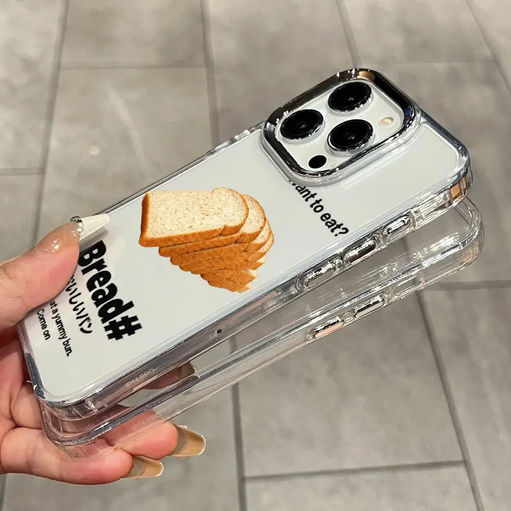 Фото Забавный чехол для телефона с дизайном тоста с маслом для iPhone 17 Air 16 15 14 Plus 13 12 11 Pro Max 16e, противоударный, прозрачный №5
