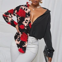 fashion women blouse patchwork long sleeve printed shirt commuter elegant 2022 summer spring new ladies top western style
