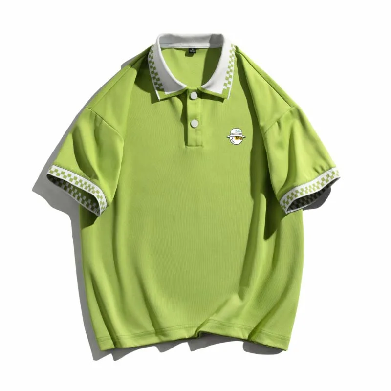 Men T-shirt Polo Malbon Wear Golf Summer Men's Street Color Loose Short Sleeve Retro Hip Hop Top