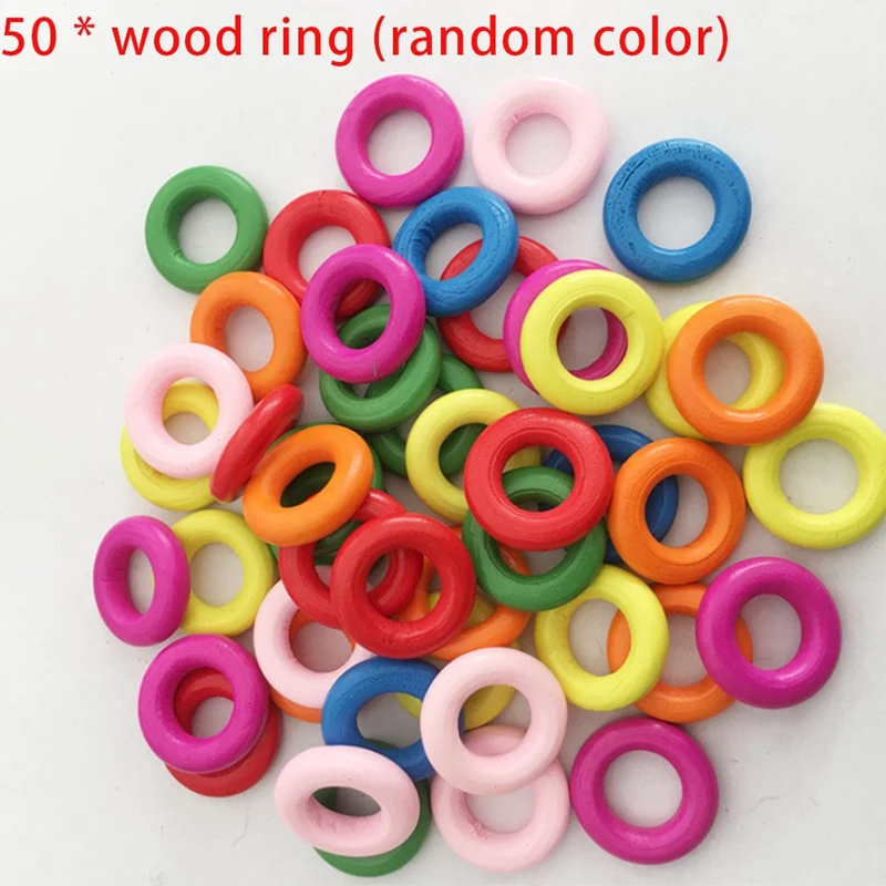 

50Pcs Mixed Color Wood Rings ,Unfinished Wood Circles For Macrame Napkin Teething Toys Pendant Connectors Jewelry Making