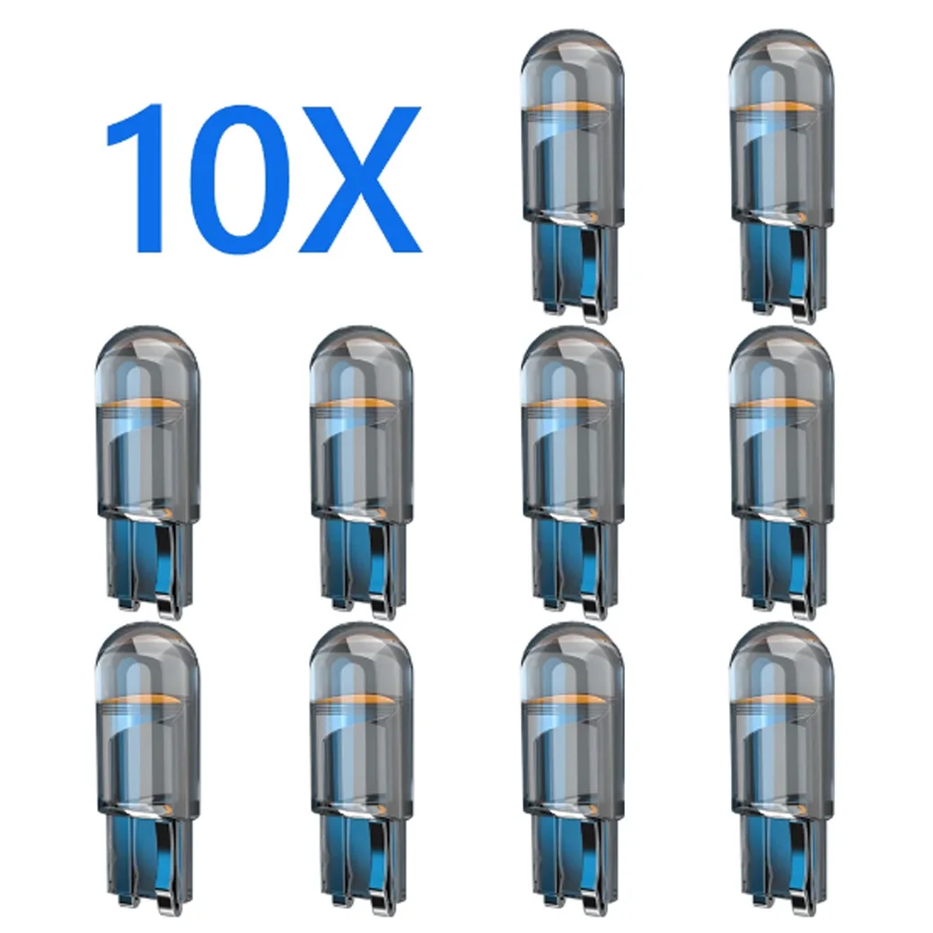 

10 шт., лампы для чтения T10 с Canbus Glass COB 6000k