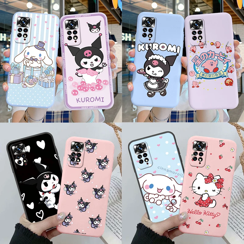 Чехол Funda для Redmi Note 11 11s 11T чехол Hello Kitty kuromi Kawai мягкий телефона из ТПУ с мультяшным
