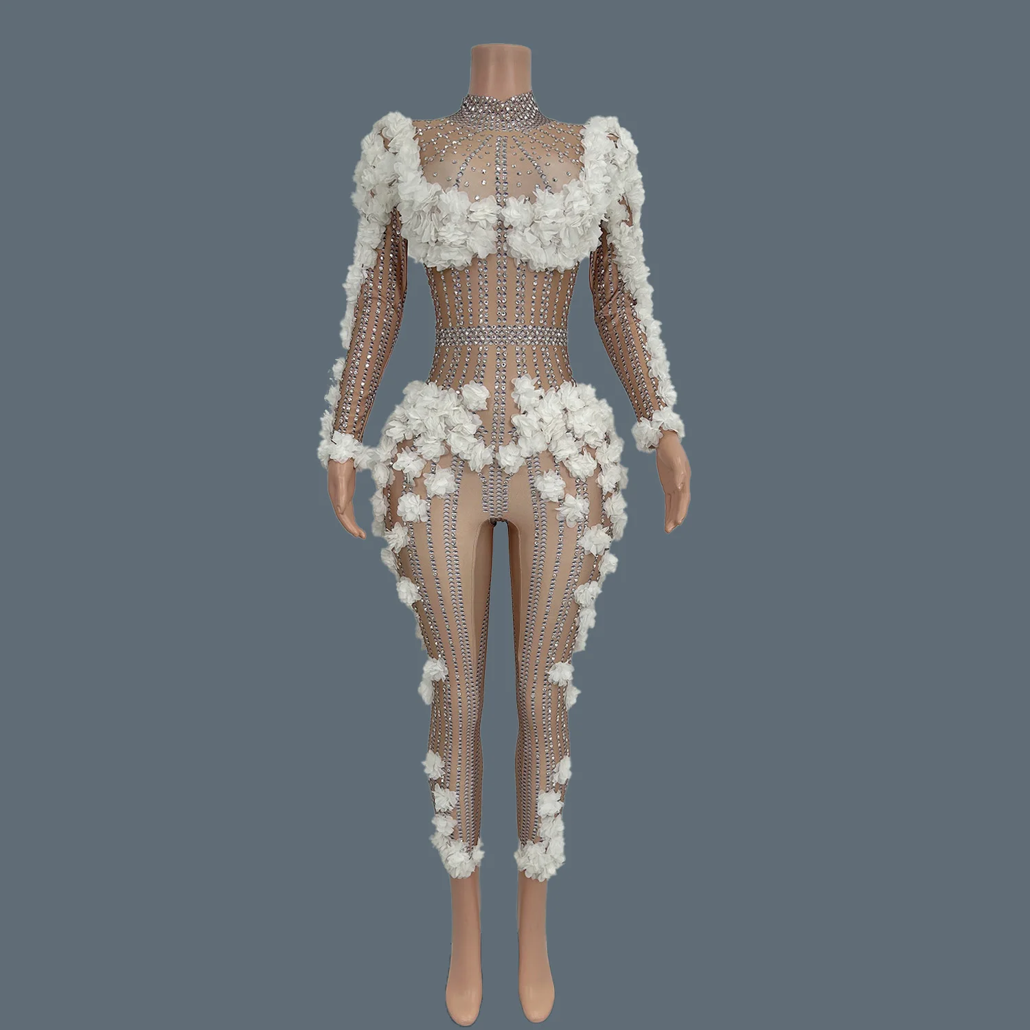 Женский комбинезон с цветочным принтом обтягивающий костюм для выступлений