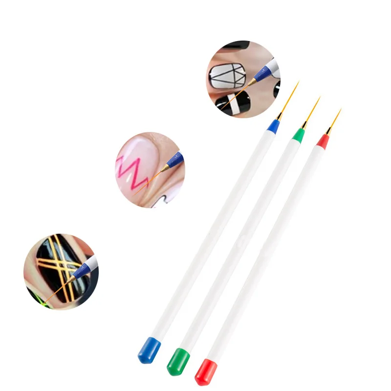 

3Pcs/Set Nail Art Brush Paint Fine Liner Striping Brush Drawing Tips Tool Acrylic Gel UV Pen DIY Manicure Painting Tool