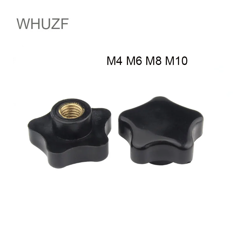 

WHUZF Plum Bakelite Hand Tighten Nuts Clamp Knob Handle Thread Star Black Manual Thumb Nut M4 M5 M6 M8 M10 Clamping Nuts Knob