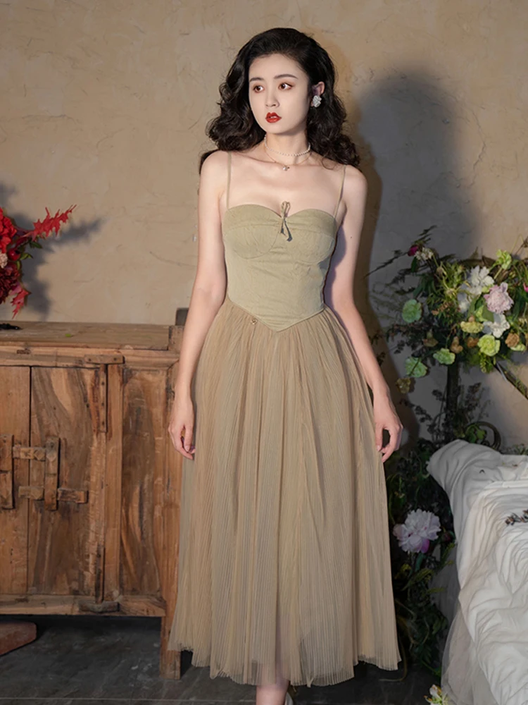 

Summer new women's clothing Korean wind retro art elegant luxury dress Bohemian beach holiday beach gauze sling long dress