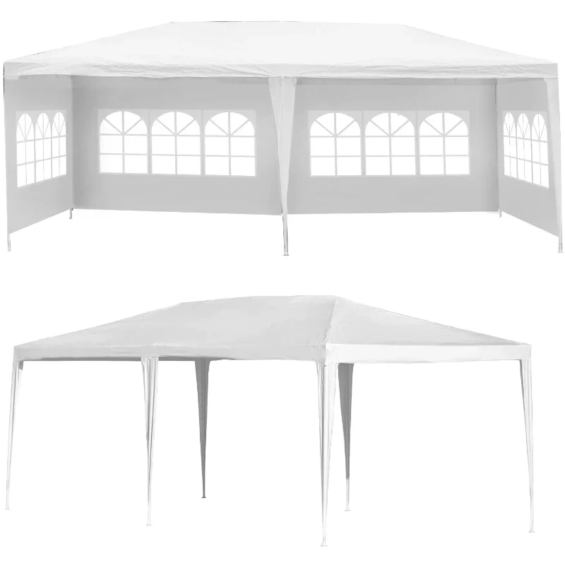 Large 10' x 20' Gazebo Canopy Party Tent with 4 Removable Window Side Walls, Wedding, Picnic Outdoor Events-White