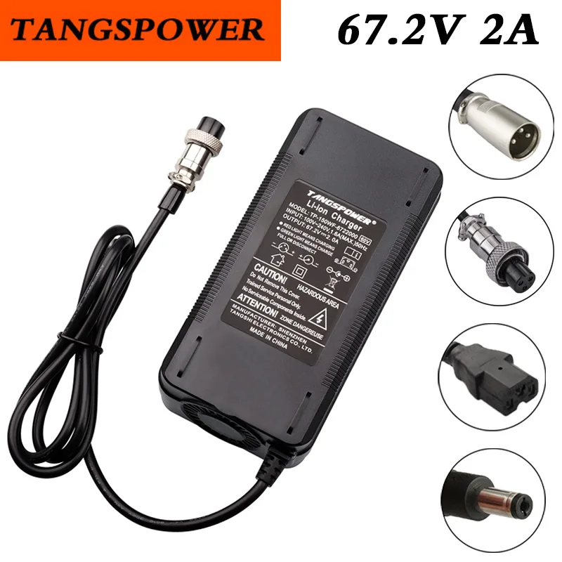 

TANGSPOWER 150W 16S 67.2V 2A Lithium Battery Charger For 60V E-Bike Li-ion Battery Pack Wheelbarrow Electric Bike Charger Power