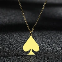 lutaku stainless steel poker solitaire ace of spade pendant necklace for male punk clavicle chain good fortune jewelry