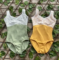 ballet dance leotards adult yellow practice ballet dancing clothes women high quality lace dance team gymnastics coverall