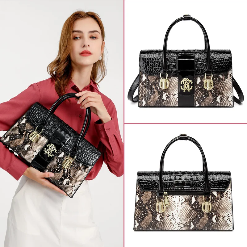 2023 New Fashion Retro Versatile Mom's Bag Middle aged Women's Bag Cross body Large Capacity Genuine Leather Handbag