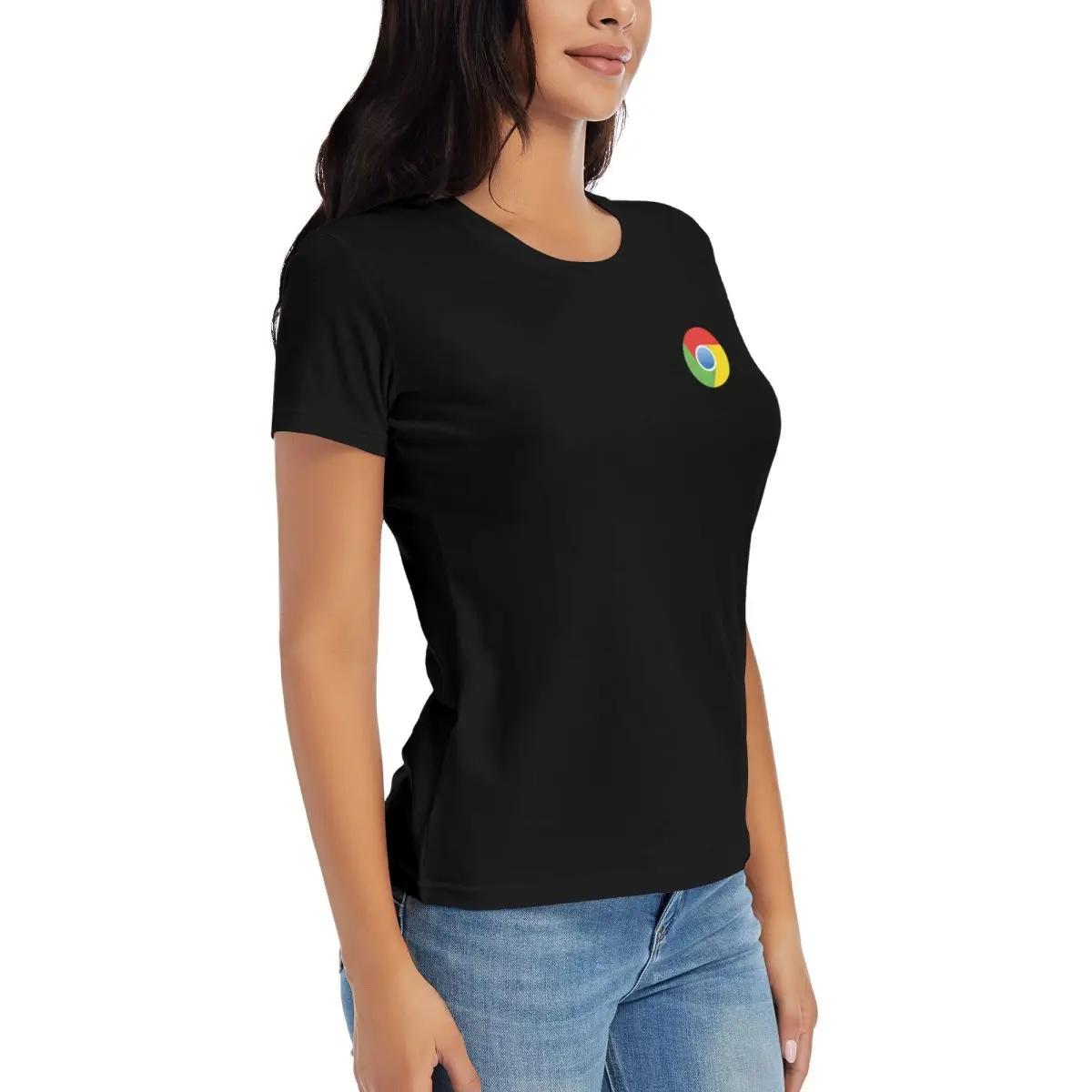 Футболки Google Chrome хлопковые футболки женские топы с коротким рукавом и круглым