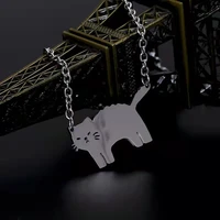 2022 fashion cute cat necklace for women girl cartoon animal kitten pendant chain hip hop accessories simple personality gift