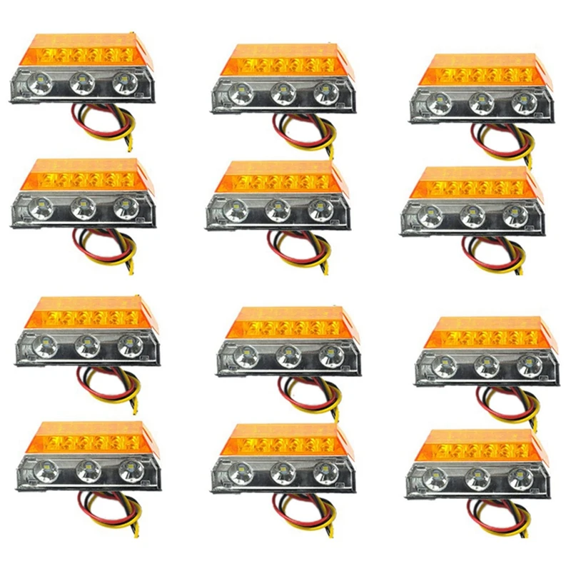 

12Pcs 24V 15 LED Side Marker Light Position Side Lights For Truck Trailer