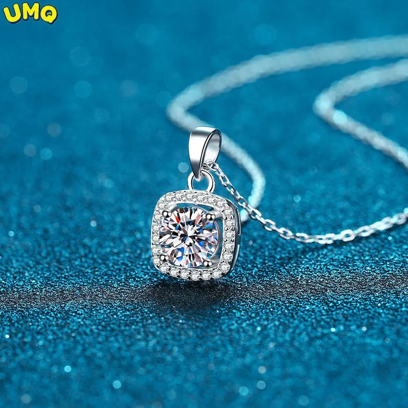 

Real Moissanite Necklace 1ct 2ct Sterling Silver Vvs Lab Diamond Halo Pendant Necklace for Women Girls Birthday Gift Jewelry