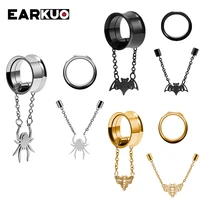 earkuo%c2%a0unique%c2%a0stainless%c2%a0steel%c2%a0magnet chain bat bee spider ear plugs tunnels gauges%c2%a0piercing%c2%a0body%c2%a0jewelry earring expanders%c2%a02pcs