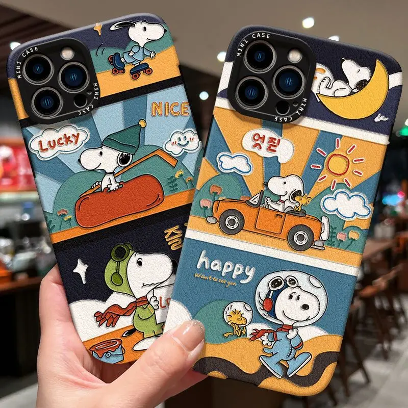 

Kawaii Snoopy силиконовый чехол для Iphone 13 12 11 Pro X мультяшный Аниме Полный мягкий чехол защитный чехол подарки