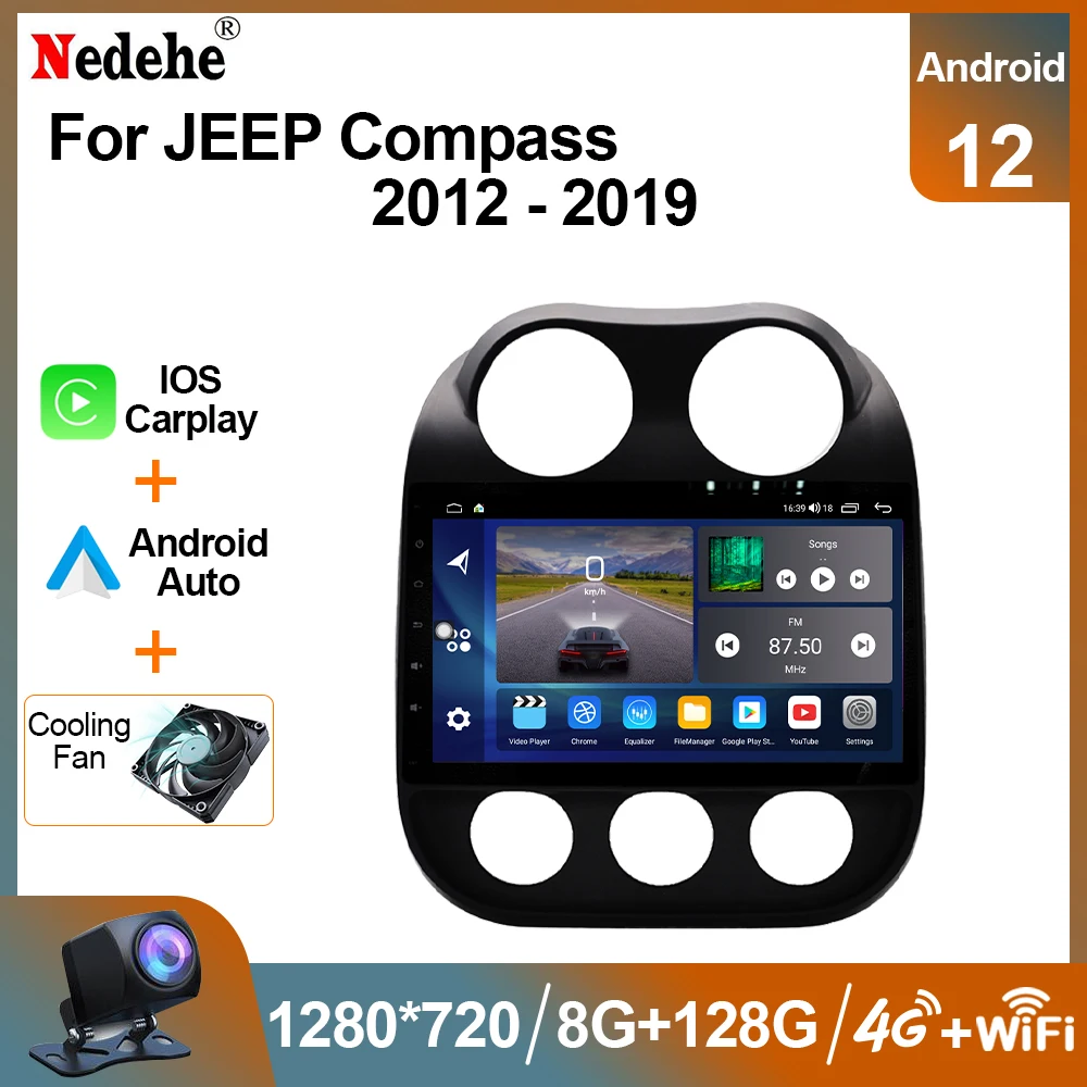 Автомобильное радио, стерео Android Carplay для JEEP Compass 2009-2016, мультимедийный видеоплеер 2 Din, автомагнитола с GPS, Авторадио с 10-дюймовым экраном