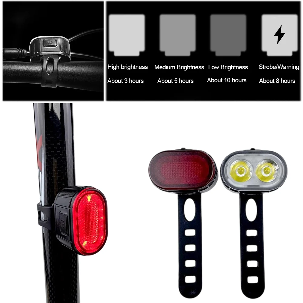 Перезаряжаемые через USB светодиодные велосипедные фонари Передние и задние 200