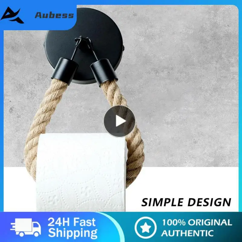

Toilet Roll Holder Natural Jute Rope Black Hemp Toilet Roll Holder Vintage Toilet Paper Holder Wall Hanging In Kitchen Bathroom