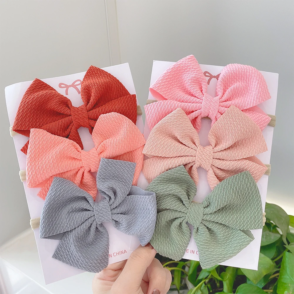 

3Pcs/set Baby Headband Cute Solid Color Bow Baby Girls Headbands Elastic Bowknot Newborn Hair Bands Turban Kids Hair Accessories