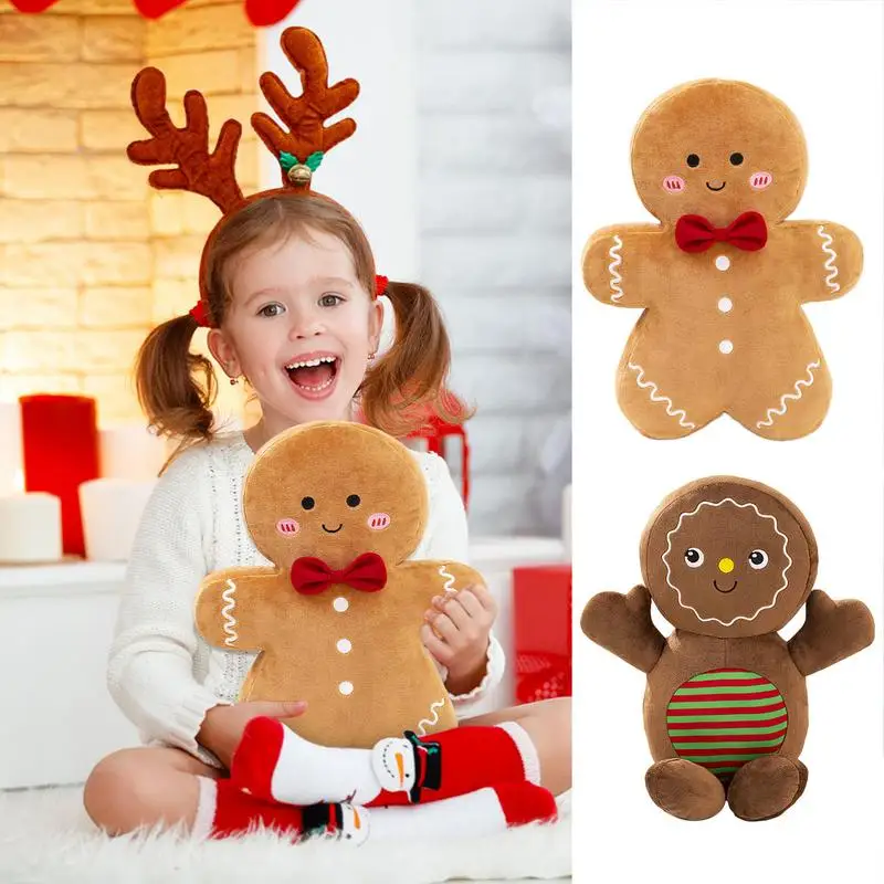 

Gingerbread man plush toy Cute Christmas soft stuffed Throw pillows Gingerbread Gingy Biscuit Man doll for Family Friends & Kids