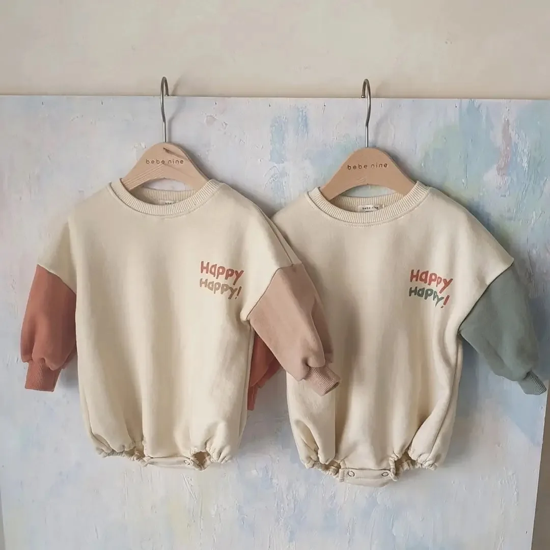 

Casual Loose Baby Clothes Overalls Autumn New Little Kids Boys Cotton Jumpsuit Toddler Girls Romper Simple Letter Print Outfits