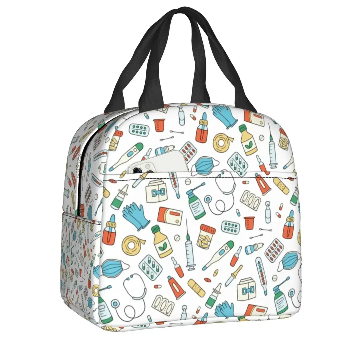 

Изолированные сумки для обедов с рисунком для женщин, забавные переносные радиаторы для медсестер, термокоробка для бенто для работы, школы и путешествий