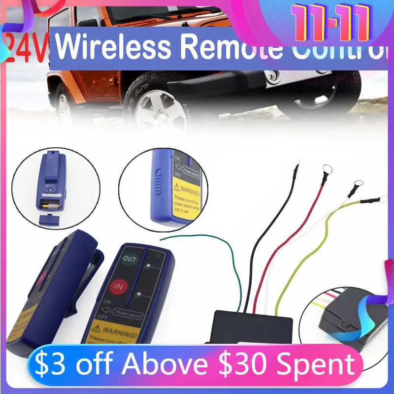 

24V Auto Car Atv Suv Truck Wireless Console Winch Remote Control Car Manual Transmitter Button Console For Jeep SUV