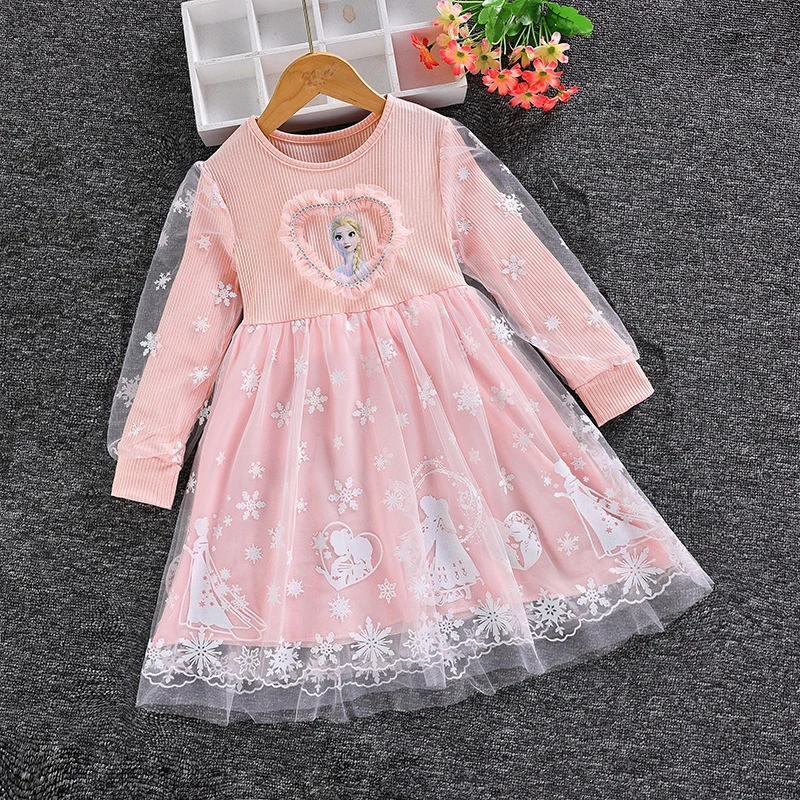 Новинка 2023 года платье принцессы Эльзы Диснея для девочек весенне-осеннее