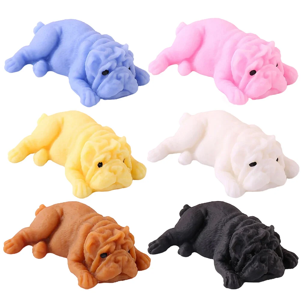 

6 Pcs Toy's Kids Decompression Artifact Stretchy Dog Shaped Classroom Fidget Bulk Pinch Music Party Favors Tpr Squeeze Office