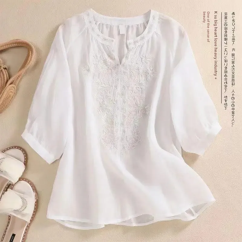 Новая летняя женская рубашка больших размеров однотонная футболка с